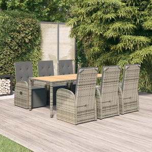 Set mobilier de grădină cu perne, 7 piese, gri, poliratan