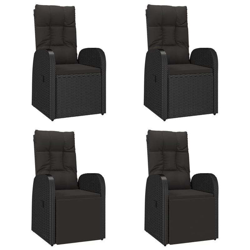 Set mobilier de grădină cu perne, 5 piese, negru, poliratan