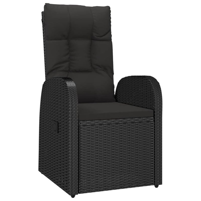 Set mobilier de grădină cu perne, 7 piese, negru, poliratan