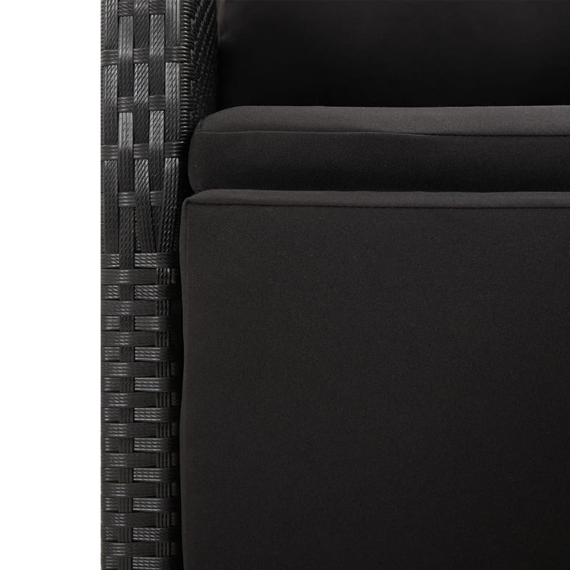Set mobilier de grădină cu perne, 7 piese, negru, poliratan