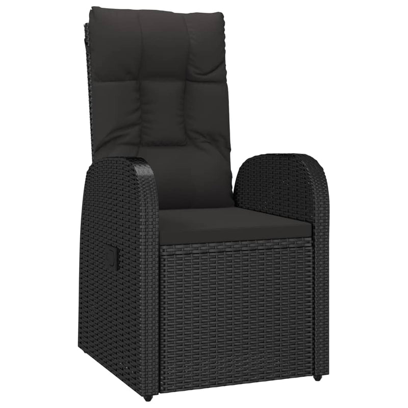 Set mobilier de grădină cu perne, 9 piese, negru, poliratan