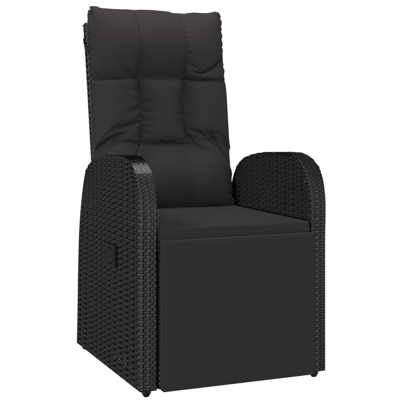 Set mobilier de grădină cu perne, 9 piese, negru, poliratan