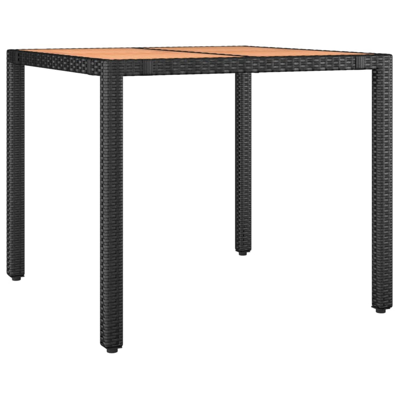 Set masă pentru grădină, 5 piese, negru, poliratan/lemn acacia