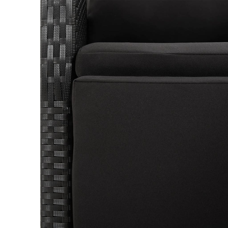 Set masă pentru grădină, 5 piese, negru, poliratan/lemn acacia