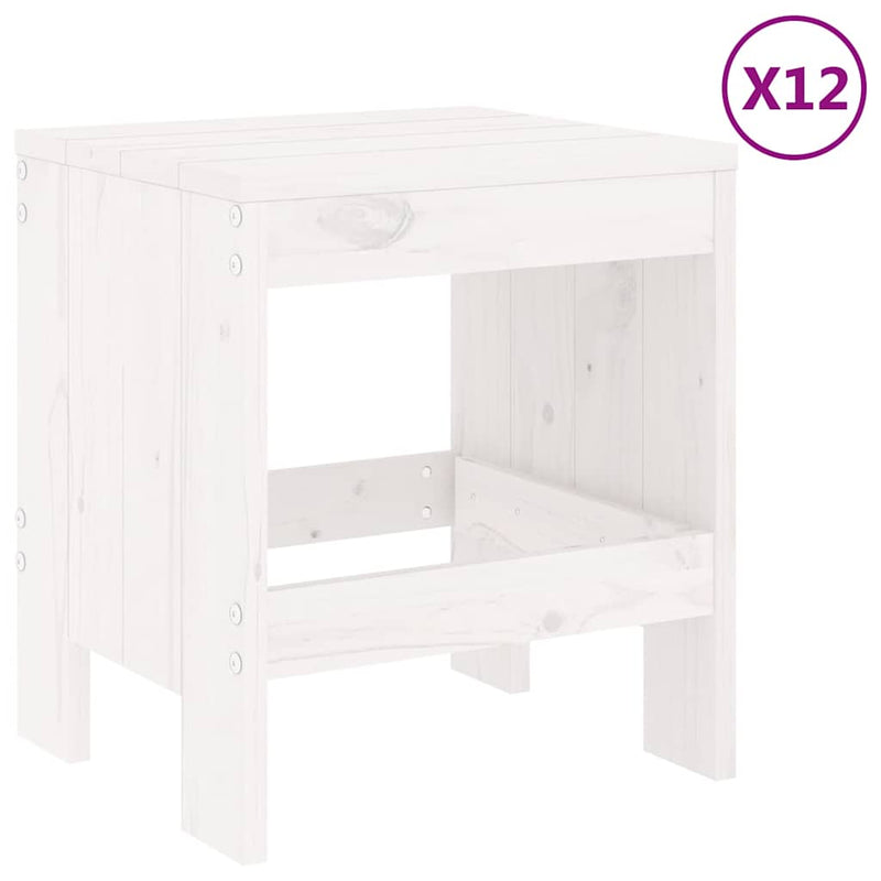 Set mobilier de grădină, 13 piese, alb, lemn masiv de pin