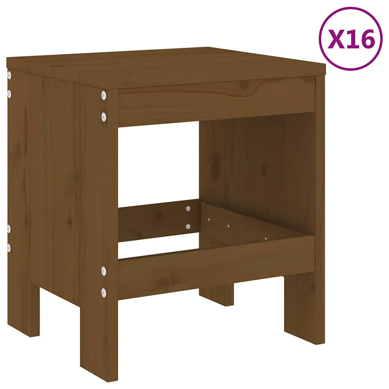 Set mobilier de grădină, 17 piese, maro miere, lemn masiv pin