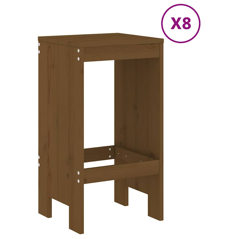 Set mobilier bar de grădină, 9 piese, maro miere lemn masiv pin