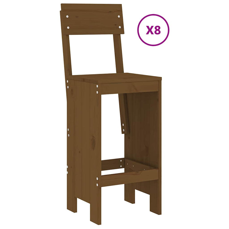 Set mobilier bar de grădină, 9 piese, maro miere lemn masiv pin