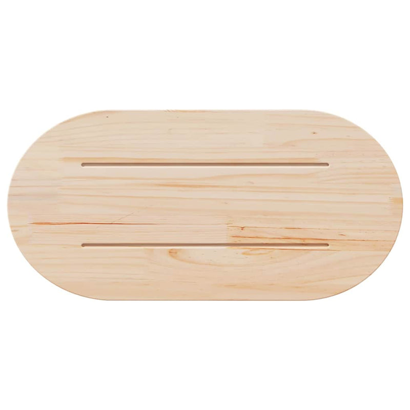 Blat de masă oval din lemn masiv de pin 70x35x2,5 cm