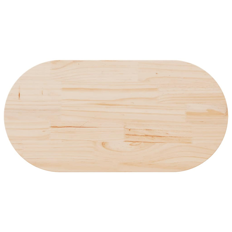 Blat de masă oval din lemn masiv de pin 100x50x2,5 cm