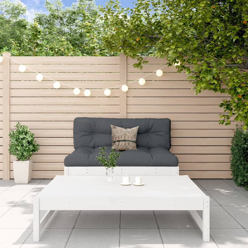 Set mobilier relaxare grădină, 2 piese, alb, lemn masiv de pin