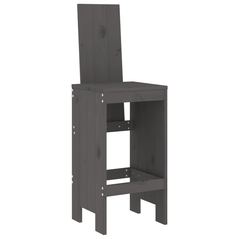 Scaune de bar, 2 buc., gri, 40x42x120 cm, lemn masiv de pin