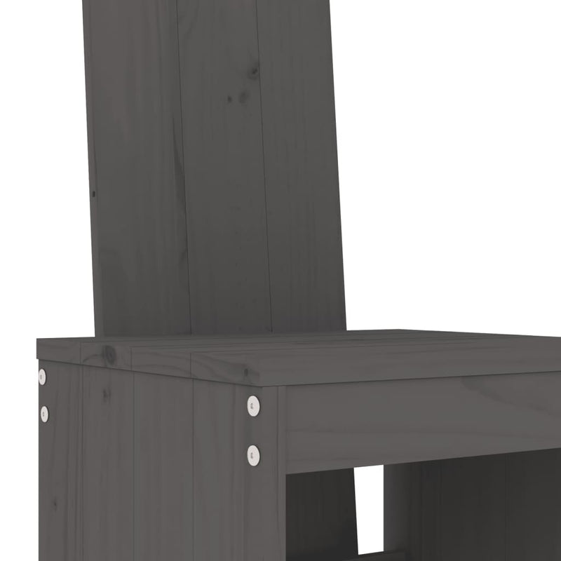 Scaune de bar, 2 buc., gri, 40x42x120 cm, lemn masiv de pin