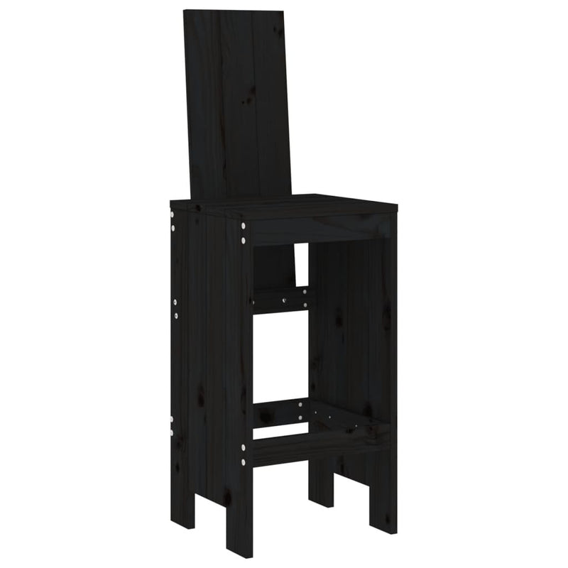 Scaune de bar, 2 buc., negru, 40x42x120 cm, lemn masiv de pin