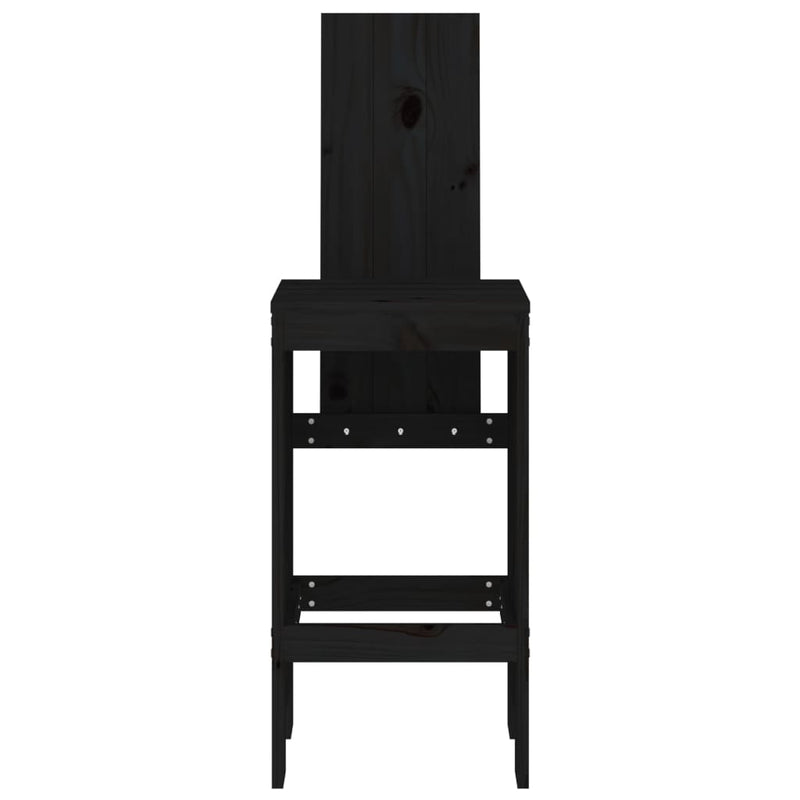 Scaune de bar, 2 buc., negru, 40x42x120 cm, lemn masiv de pin
