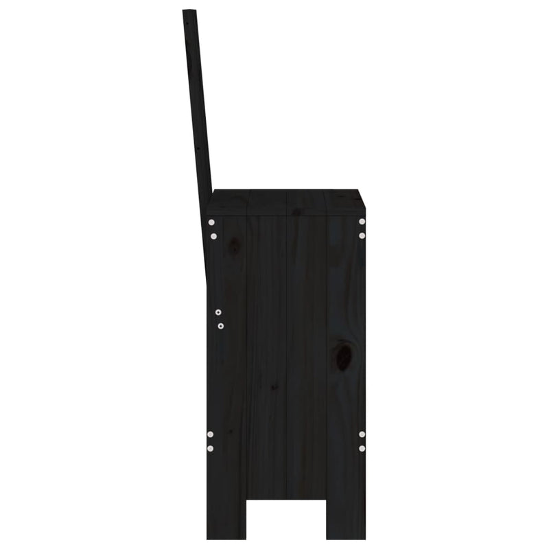 Scaune de bar, 2 buc., negru, 40x42x120 cm, lemn masiv de pin