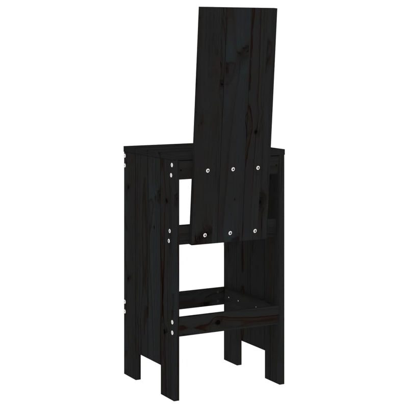 Scaune de bar, 2 buc., negru, 40x42x120 cm, lemn masiv de pin