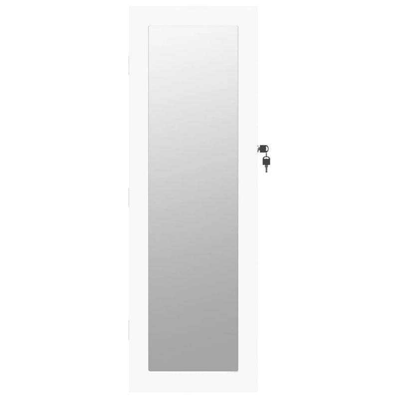 Dulap de bijuterii cu oglindă montat pe perete alb 30x8,5x90 cm