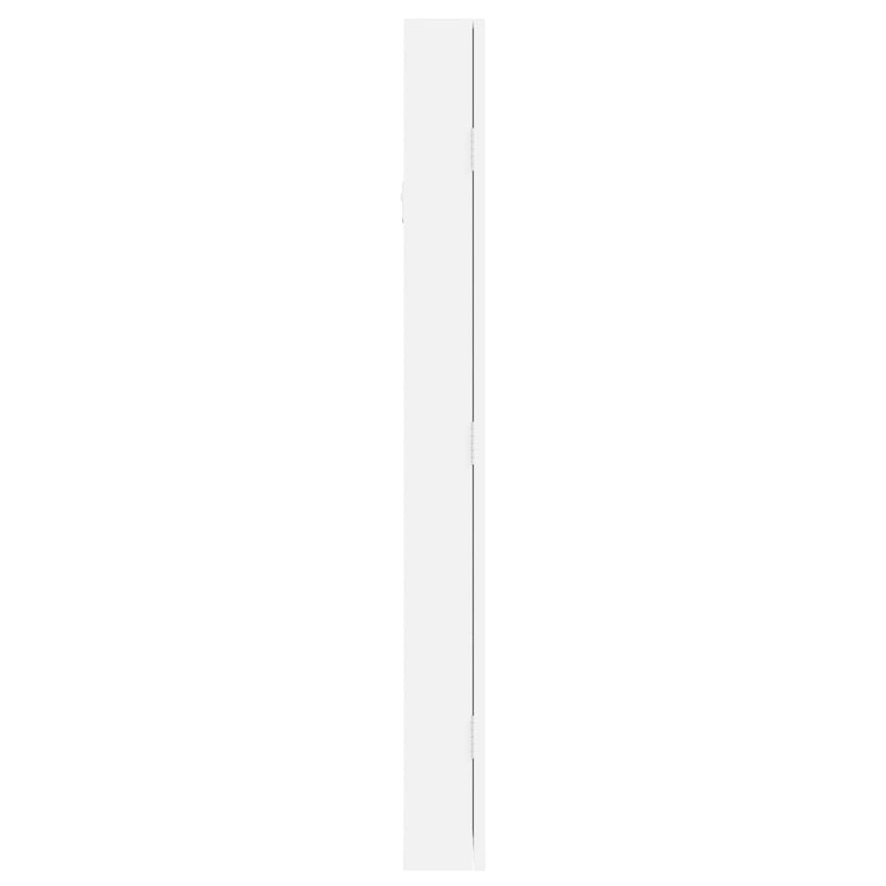 Dulap de bijuterii cu oglindă montat pe perete alb 30x8,5x90 cm