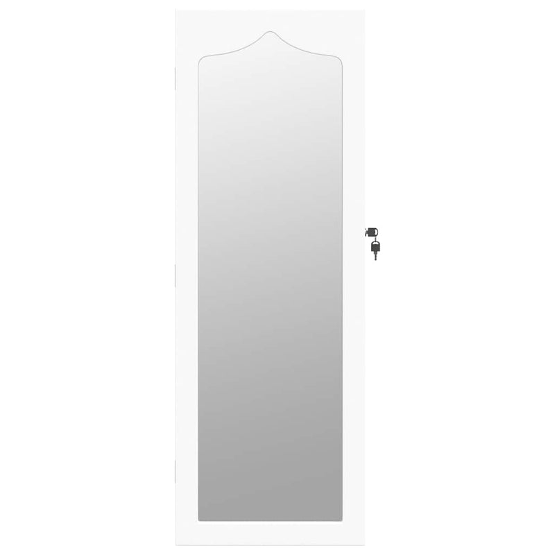 Dulap de bijuterii cu oglindă de perete, alb, 37,5x10x106 cm