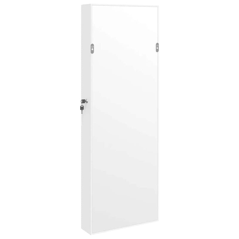 Dulap de bijuterii cu oglindă de perete, alb, 37,5x10x106 cm