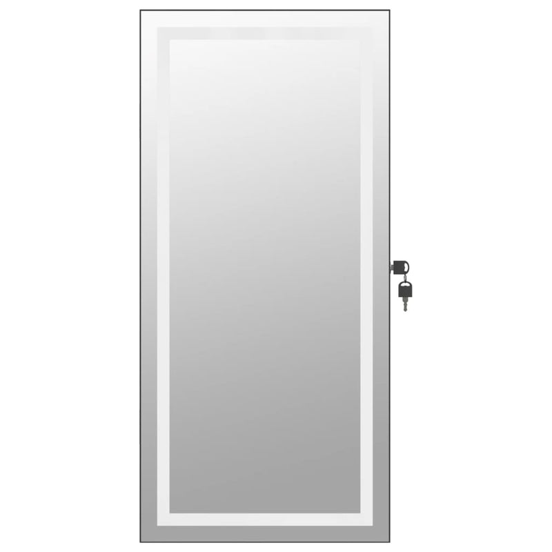 Dulap de bijuterii cu oglindă și lumini LED, de perete, negru