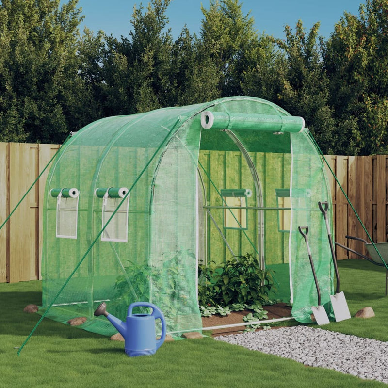 Seră cu un cadru din oțel, verde, 4 m², 2x2x2 m