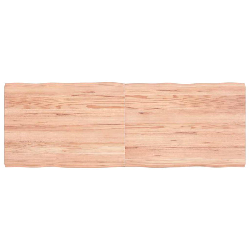Blat masă, 140x50x(2-4) cm, maro, lemn tratat contur organic