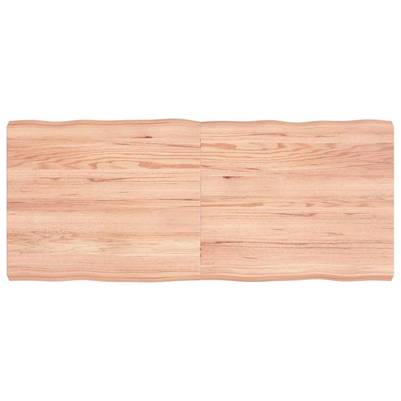 Blat masă, 140x60x(2-6) cm, maro, lemn tratat contur organic