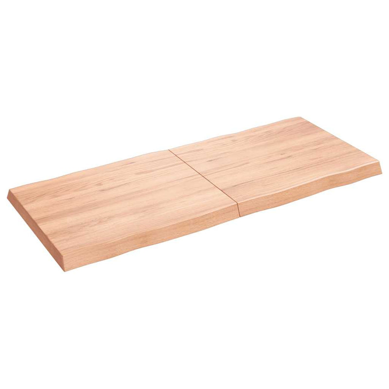 Blat masă, 140x60x(2-6) cm, maro, lemn tratat contur organic