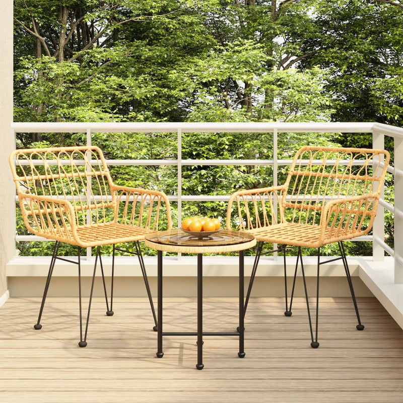Set mobilier de grădină, 3 piese, poliratan