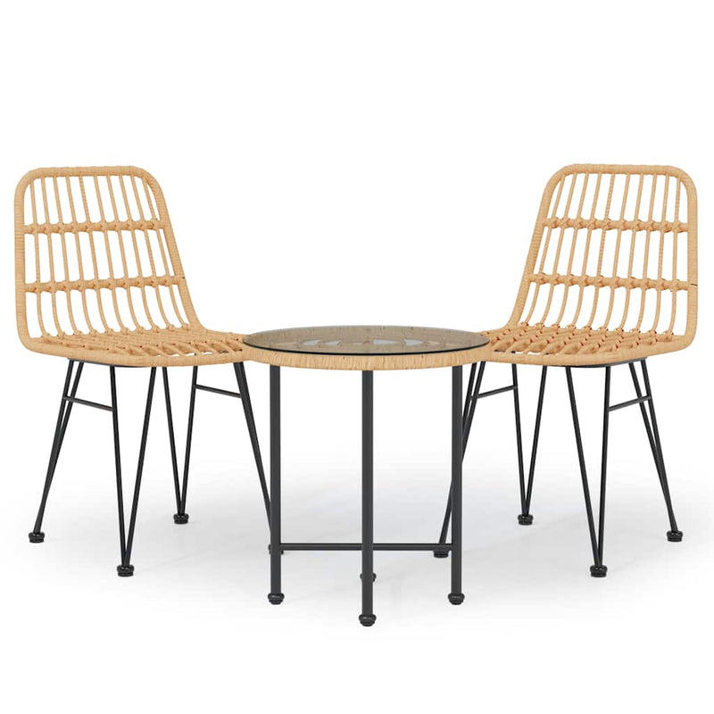 Set mobilier de grădină, 3 piese, poliratan
