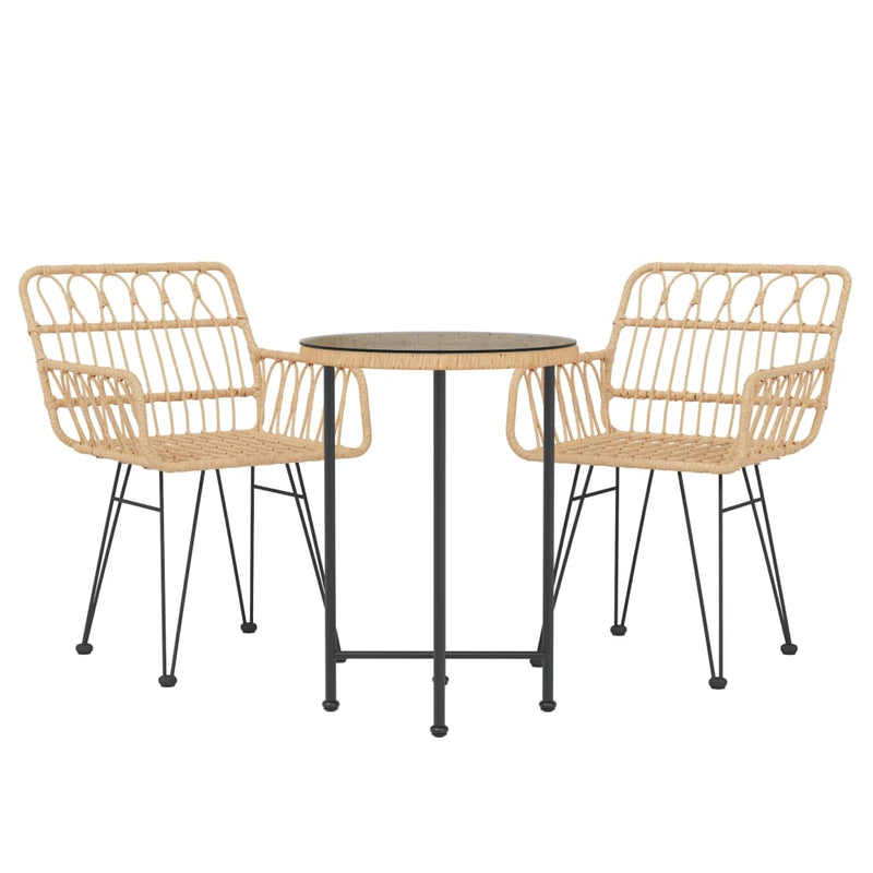 Set mobilier de grădină, 3 piese, poliratan