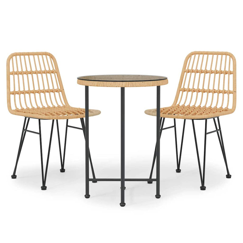 Set mobilier de grădină, 3 piese, poliratan