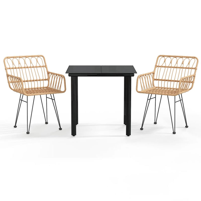 Set mobilier de grădină, 3 piese, poliratan
