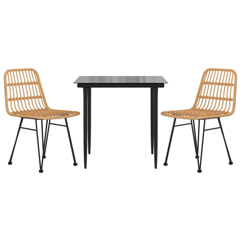 Set mobilier de grădină, 3 piese, poliratan