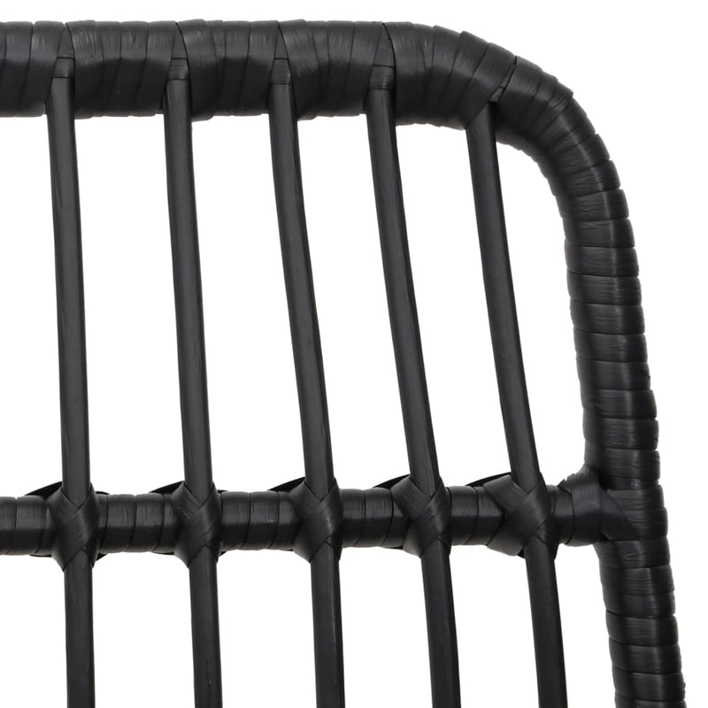 Set mobilier de grădină, 3 piese, negru, poliratan