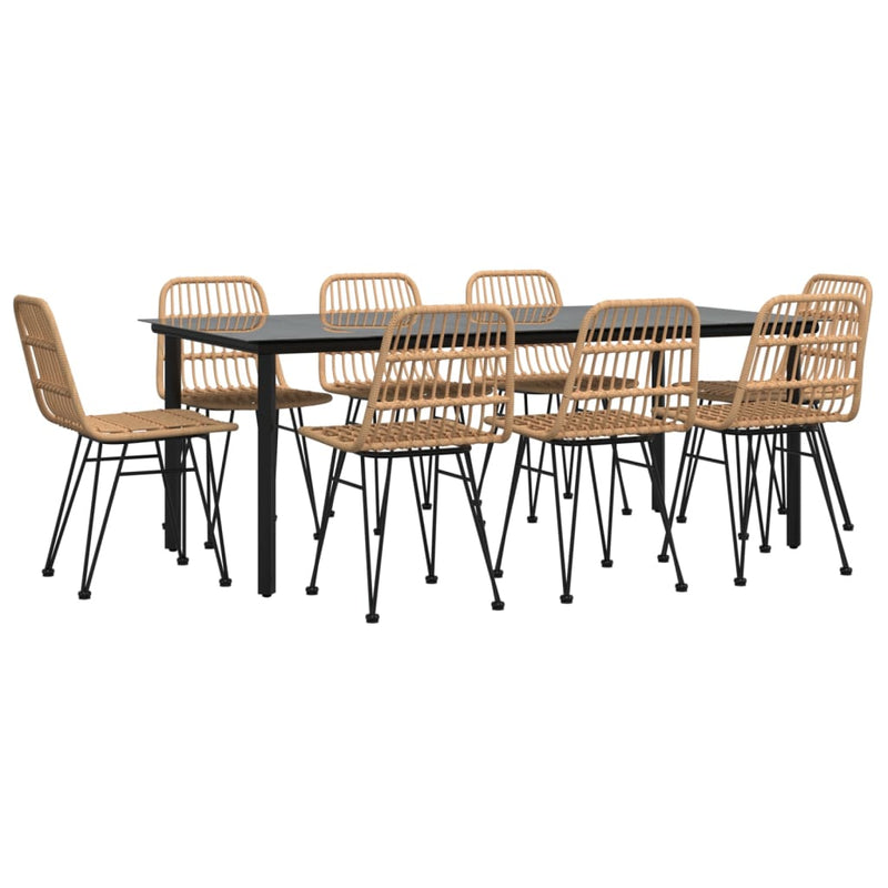 Set mobilier de grădină, 9 piese, poliratan