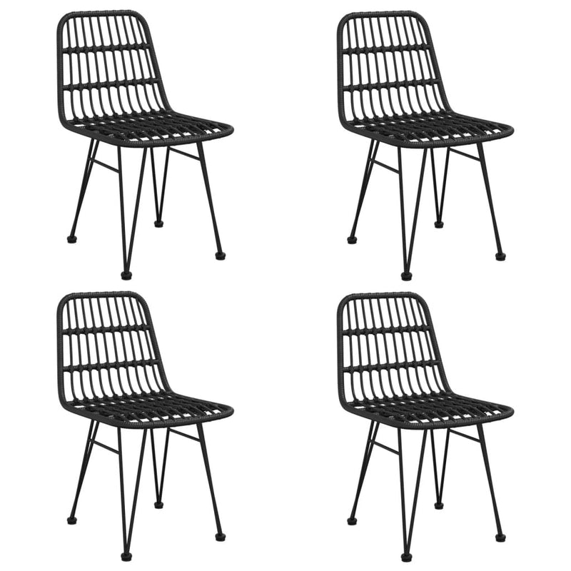 Set mobilier de grădină, 5 piese, negru, poliratan