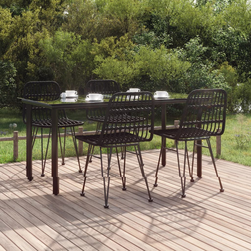 Set mobilier de grădină, 5 piese, negru, poliratan