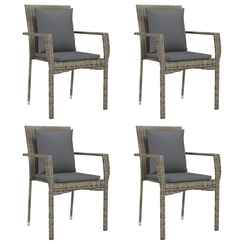 Set mobilier de grădină cu perne, 5 piese, gri, poliratan