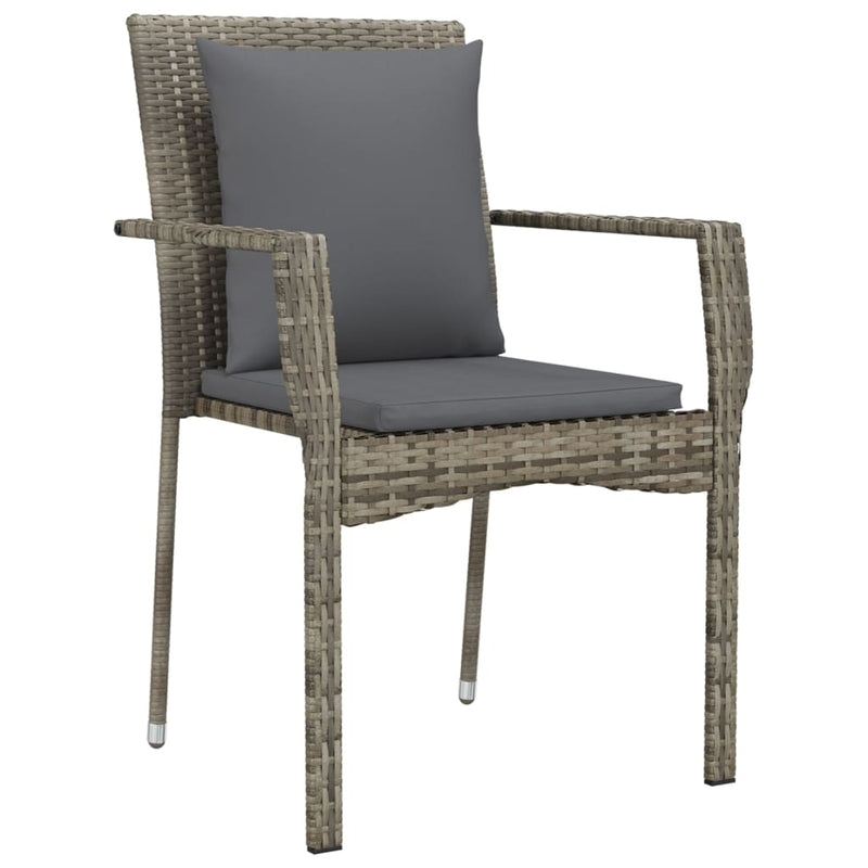 Set mobilier de grădină cu perne, 5 piese, gri, poliratan