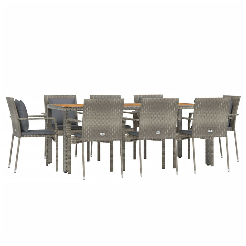 Set mobilier grădină cu perne, 9 piese, gri, poliratan