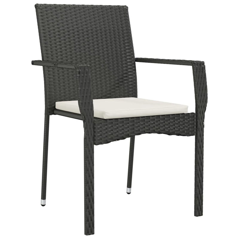 Set mobilier de grădină cu perne, 5 piese, negru, poliratan