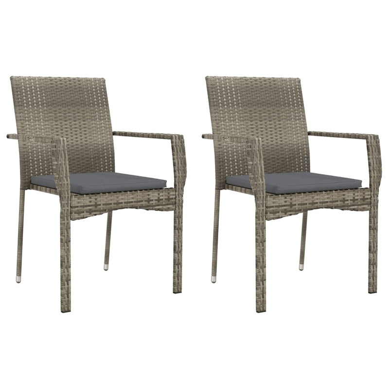 Set mobilier de grădină cu perne, 3 piese, gri, poliratan