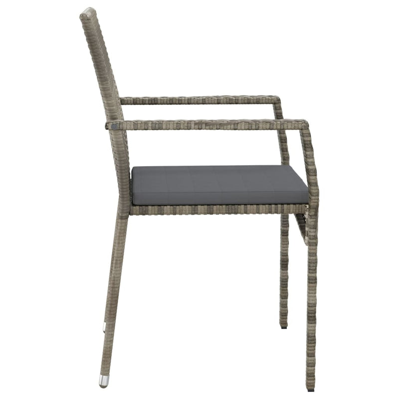 Set mobilier de grădină cu perne, 3 piese, gri, poliratan