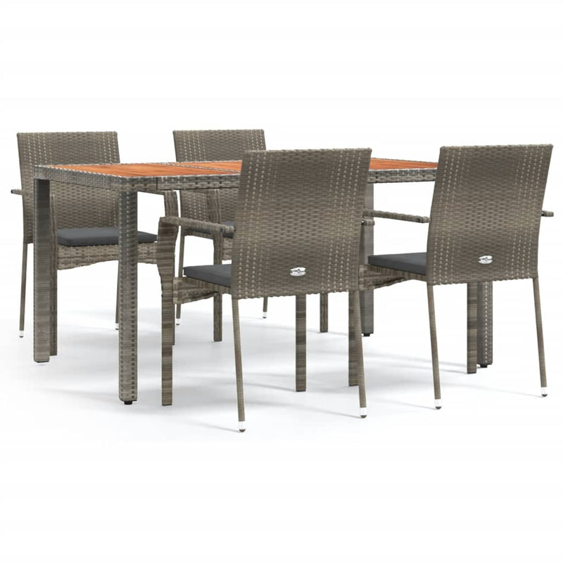 Set mobilier de grădină cu perne, 5 piese, gri, poliratan