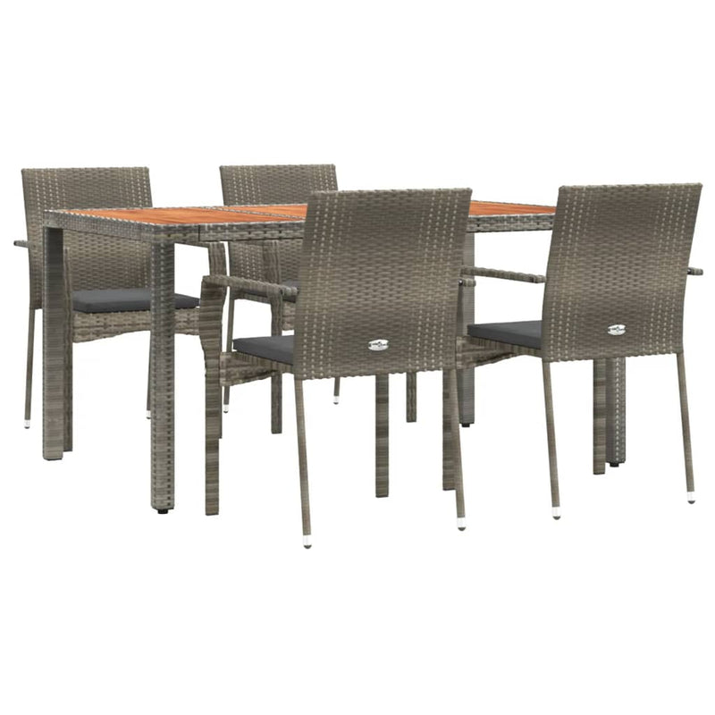 Set mobilier de grădină cu perne, 5 piese, gri, poliratan