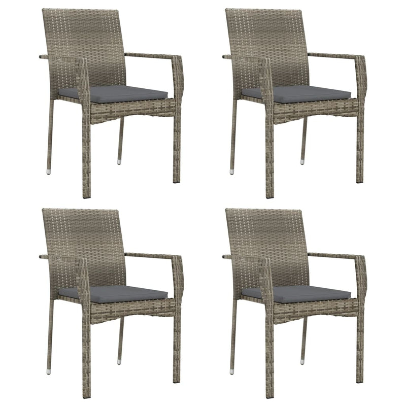 Set mobilier de grădină cu perne, 5 piese, gri, poliratan