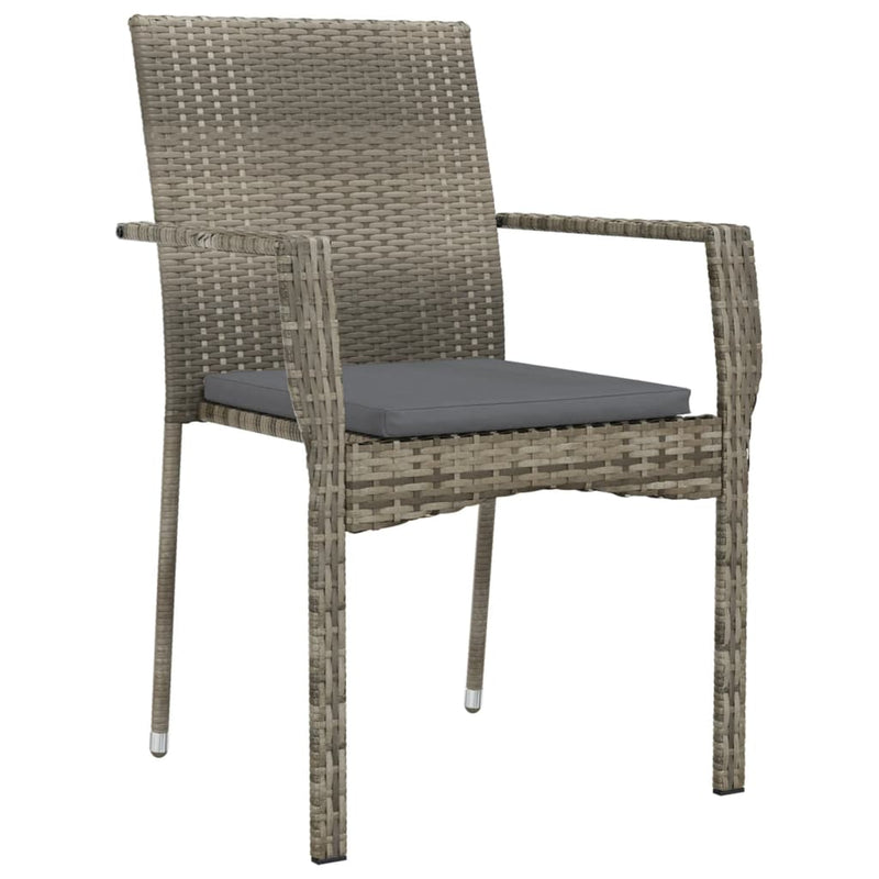 Set mobilier de grădină cu perne, 5 piese, gri, poliratan